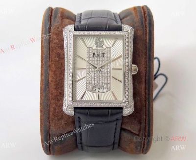 Swiss Replica Piaget Emperador Silver Diamond Watch For Men